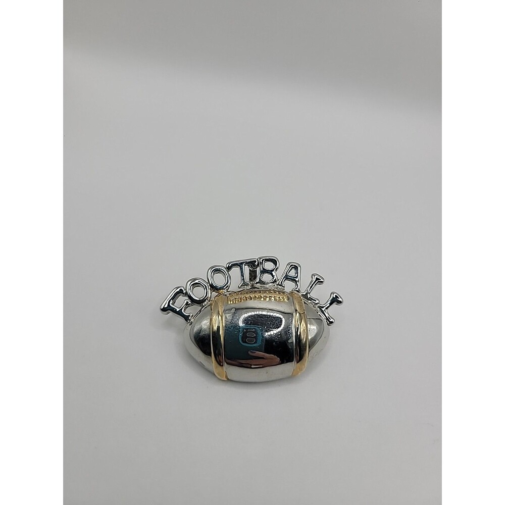 Vintage Football Brooch Silver Tone Gold Tone Sports fan Novelty Pin Jewelry